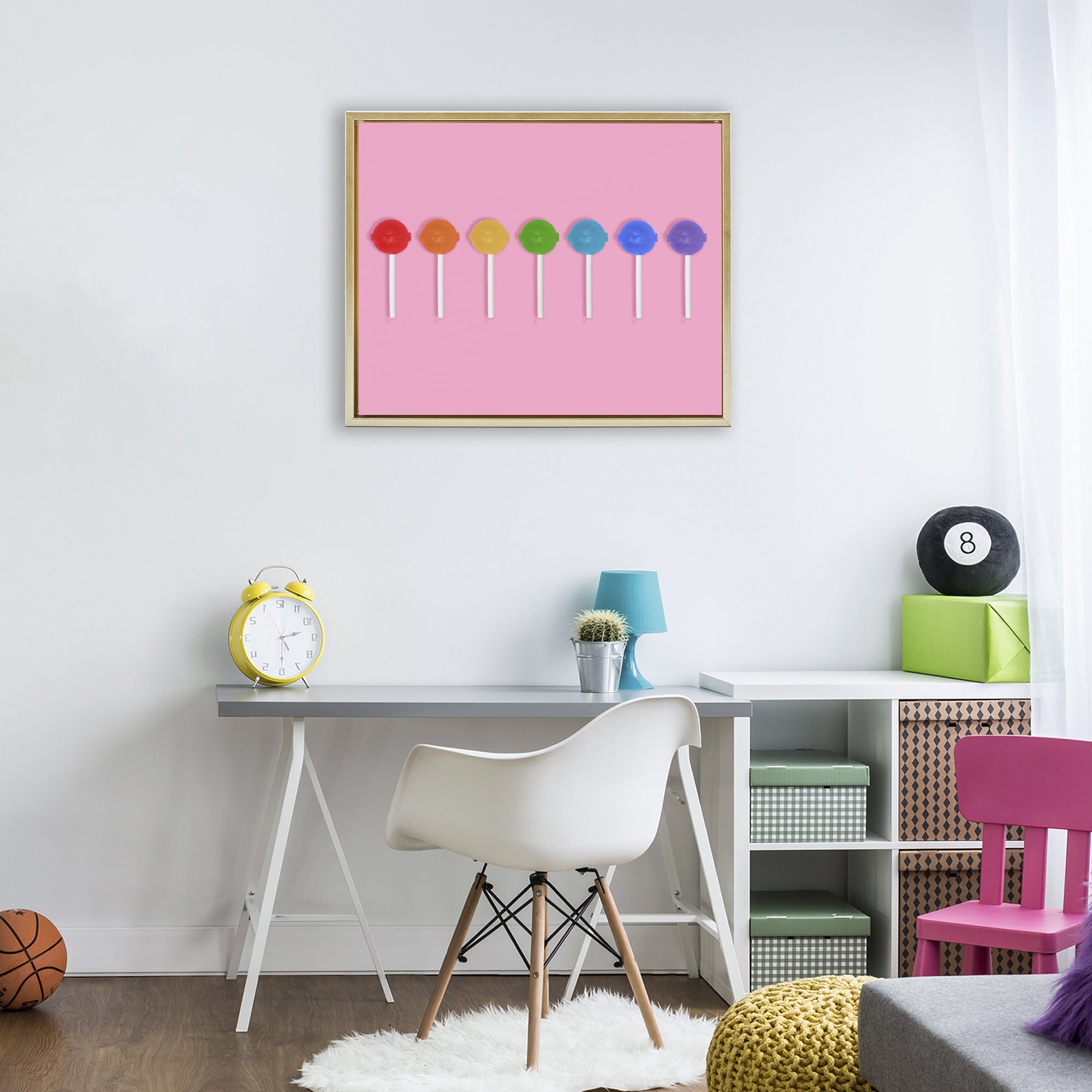 Stupell Industries Row of Rainbow Lollipops Gold Framed Floater Canvas Wall Art, design by LISH Creative