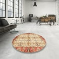 thumbnail image 3 of Ahgly Company Indoor Round Abstract Brown Gold Abstract Area Rugs, 8' Round, 3 of 6