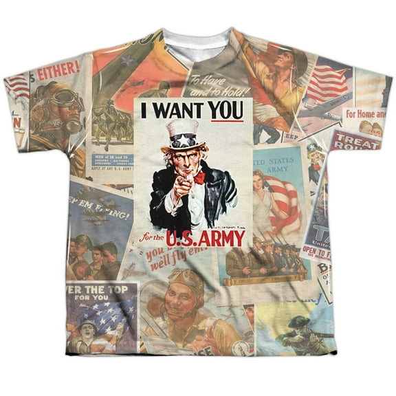 Army - Vintage Collage - Youth Short Sleeve Shirt - Large