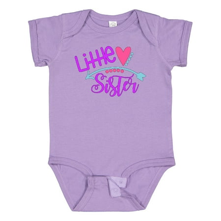 

Inktastic Little Sister Heart and Arrow Gift Baby Girl Bodysuit