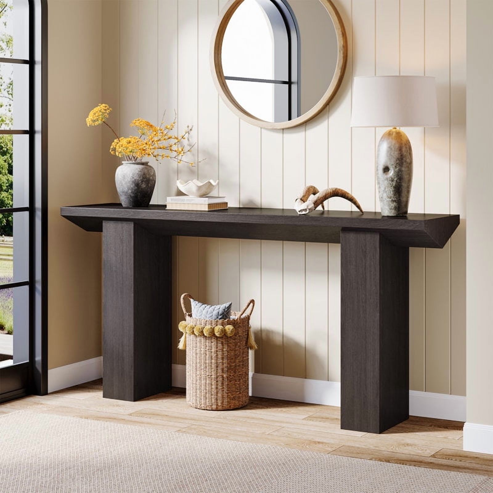 Tribesigns 62.99-Inch Wood Console Table for Entryway, Hallway, Living Room (Black)