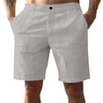 thumbnail image 2 of Cotton Linen Shorts for Men Summer Casual Lightweight Wide Straight Leg Relaxed Fit Beach Shorts with Pockets, 2 of 6