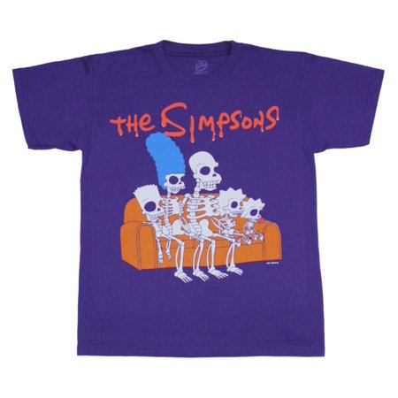 The Simpsons Mens T-Shirt - Couch Sitting Treehouse of Horror Skeleton (Simpsons Best Of Ralph)