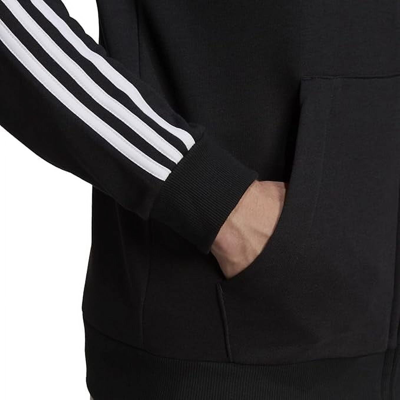 adidas Men's Essentials French Terry 3-Stripes Full-Zip Hoodie, Black/White, X-Large