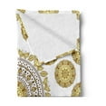 thumbnail image 2 of Mandala Soft Flannel Fleece Throw Blanket, Circle Mandala Pattern Butterflies with Leaves Natural Composition, Cozy Plush for Indoor and Outdoor Use, 70" x 90", Yellow Cream Brown, by Ambesonne, 2 of 5