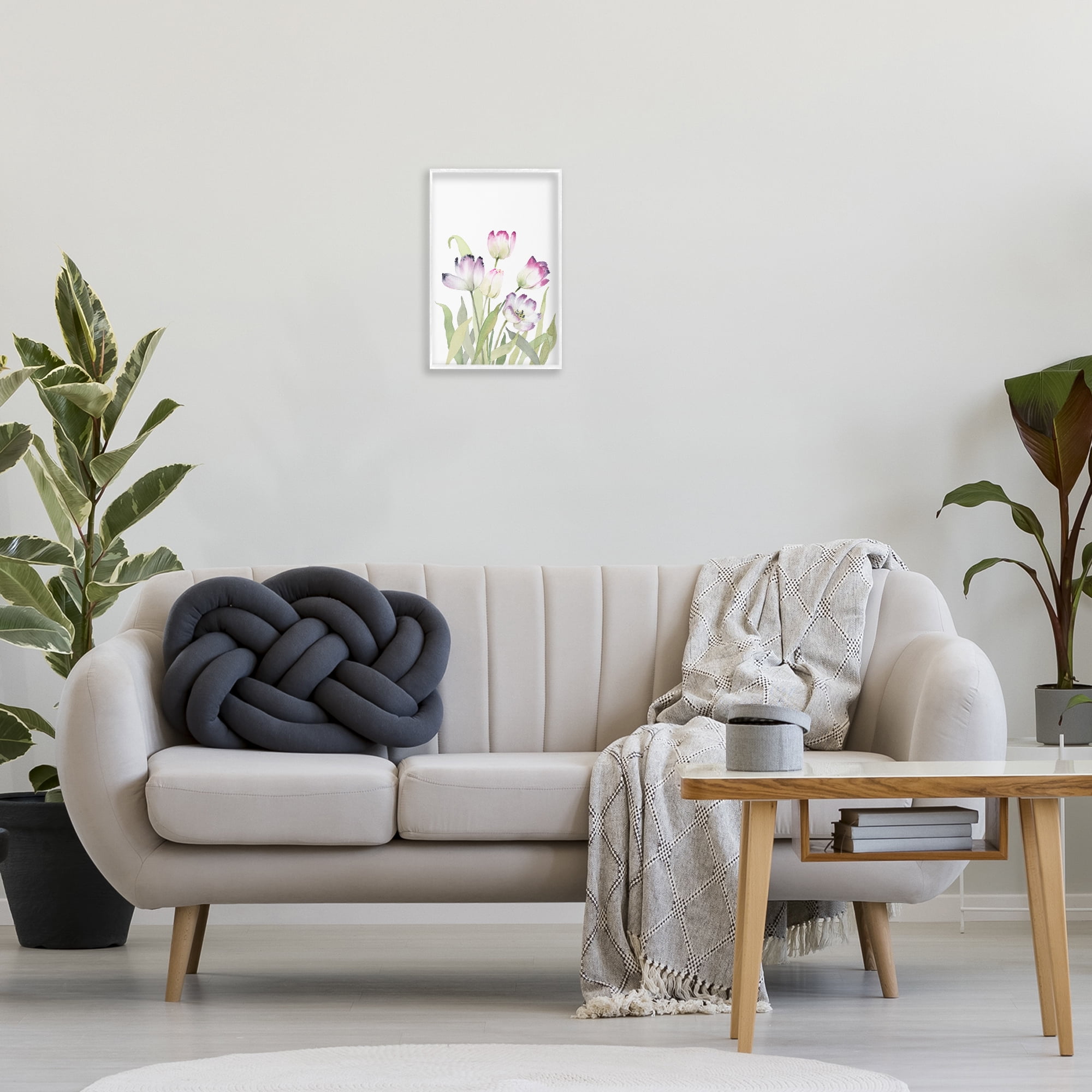 Stupell Industries Fresh Garden Tulips Botanical & Floral Painting White Framed Art Print Wall Art, 12 x 18
