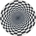 thumbnail image 2 of Well Woven Apollo 3D Portal Warp Hole 3D Carpet Botomless Optical Illusion Black Ivory Flat-Weave Easy to Clean 6'7" Round Area Rug, 2 of 7