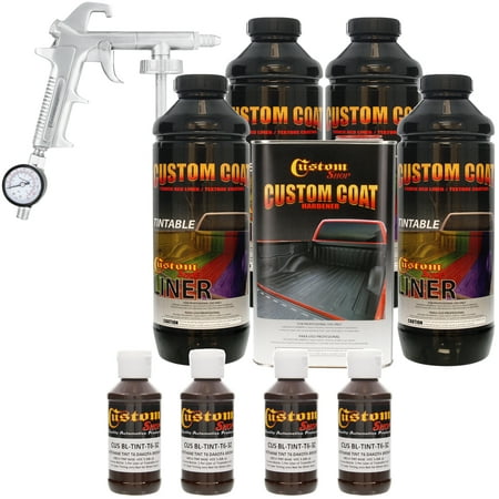 Bed Liner CUSTOM COAT DAKOTA BROWN 0.875 Gallon Urethane Spray-On Truck Kit w/ Spray