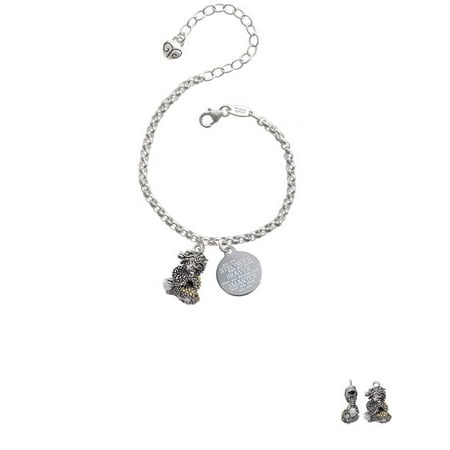 - Two-tone Dragon with Crystals Stronger Braver Smarter Engraved Bracelet