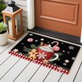 thumbnail image 4 of Black Christmas Entryway Rug 2'x3'&nbsp; Non Slip Front Door Mats, Ice Cream Snowflakes Pine Needles Check Entrance Rugs Indoor Outdoor Carpet, Washable Floor Mats Small Area Rug for Bedroom Kitchen, 4 of 8