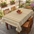 Beige Sand Minimalist Striped Table Cloth 52x70in, Waterproof Rectangle ...