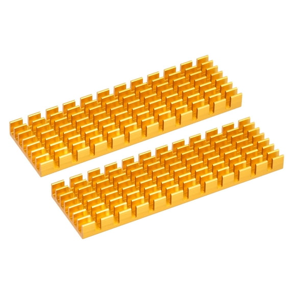 Uxcell 2 Pack M.2 SSD Heatsink Cooler with Thermal Pad Alloy Aluminum Cooling Sink for PC, 70x22x6mm, Gold