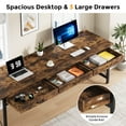thumbnail image 3 of Condemo 78.7 inch Extra Long Computer Desk, Double Desk with 3 Drawers, Two Person Desk with Hooks, Industrial Writing Study Table Workstation for Home Office, Rustic Brown and Black, 3 of 6