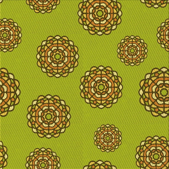 Ahgly Company Machine Washable Indoor Square Transitional Dark Yellow Green Area Rugs, 8' Square