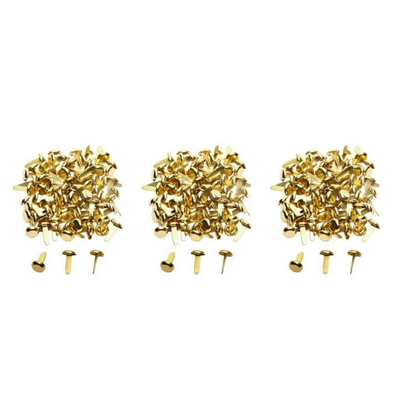 3X 1/2 Inch Brass Paper Fasteners, Mini Paper Fasteners for Handicraft Projects, Decorative , 8 x 14 mm