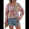 thumbnail image 1 of Blusas Casuales de Larga con Cuello en V y Estampado Bohemio para Mujer 5 Colores Mezclados L, 1 of 7