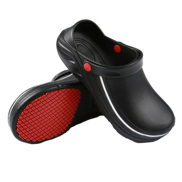 FULORIS Black Chef Shoes Oil Resistant Nursing Clogs Slip Resistant ...