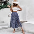 thumbnail image 3 of Xmarks Womens 2024 Spring Summer Vintage High Waisted Flowy Slit Midi Maxi Skirts Casual Lightweight Comfy Boho Floral Beach Skirt, 3 of 9