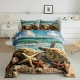 thumbnail image 2 of Sea Turtle Full Bedding Set,Sea Animal Ocean Life Comforter&nbsp;Set Bedroom Decor,Coastal Beach Theme Quilt Bed Set Starfish Seashell Bed Comforter&nbsp;Set 3Pcs, 2 of 6