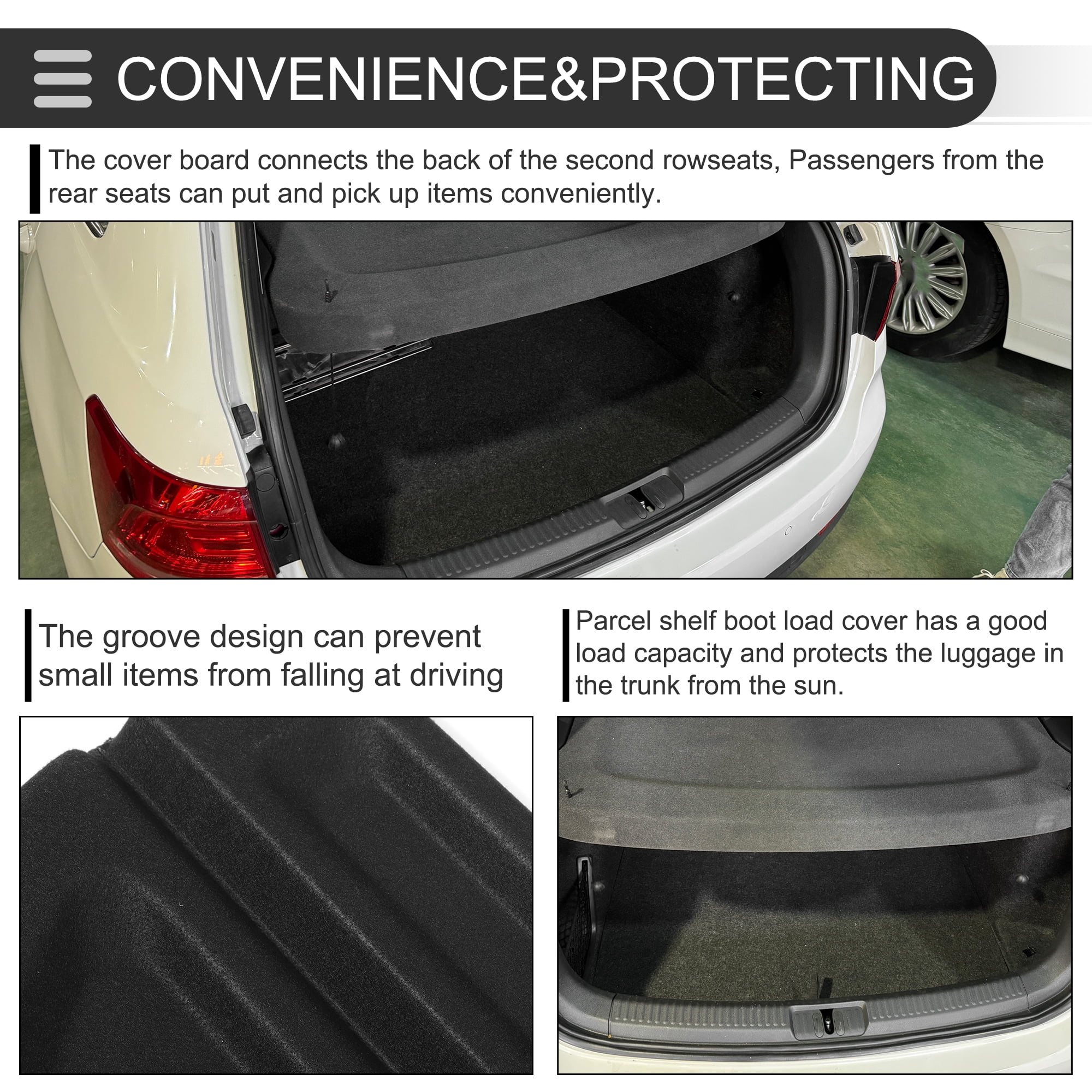 Unique Bargains Cargo Cover Board for Honda Fit 2012-2013 Tonneau Shield Black