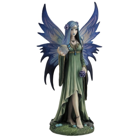 9.25 Inch Mystic Aura Fairy Decorative Figurine, Green and Purple