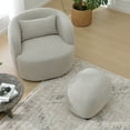thumbnail image 5 of Round Boucle Upholstered Ottoman Chair, Footstool with Soft Padded Seat, Fully Assembled Modern Sofa Couch Footrest, Extra Seating for Bedroom Entryway, Taupe(18.5" D x 23" W x 16.5" H), 5 of 13
