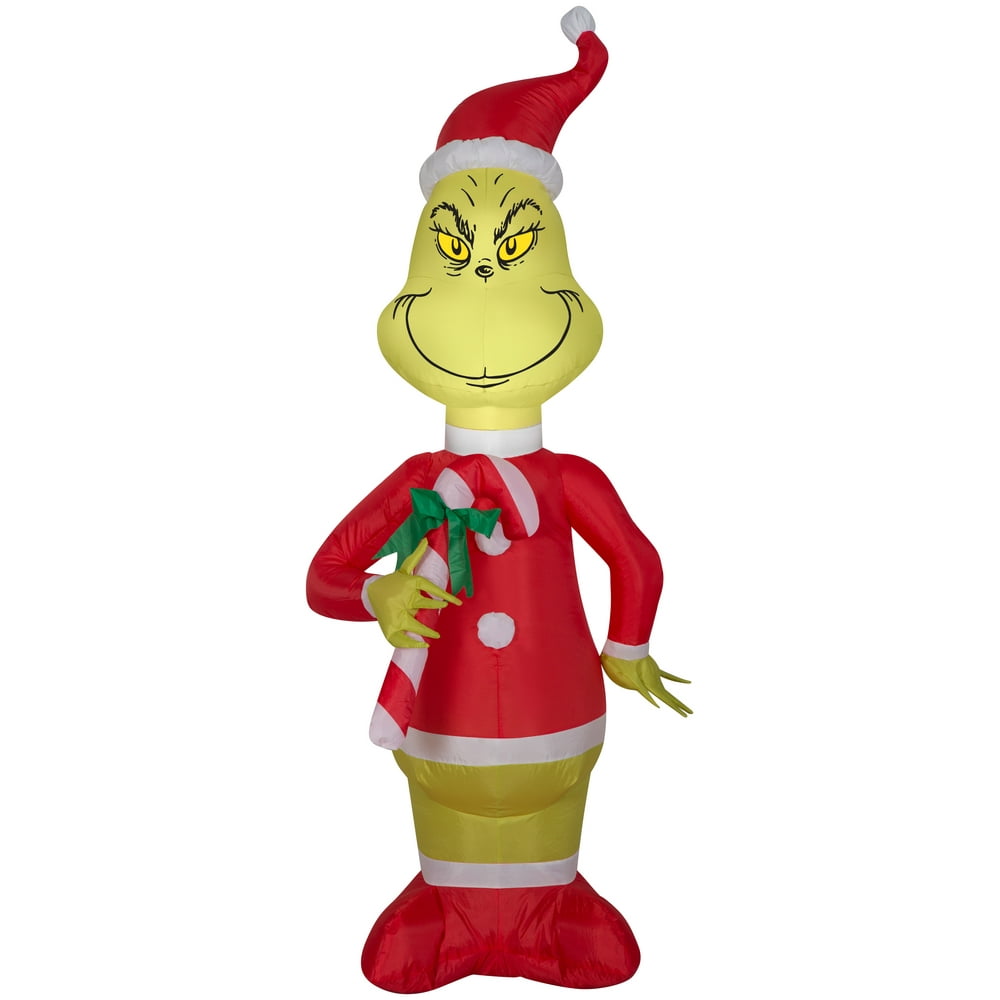 Gemmy Christmas Airblown Inflatable Grinch w/Red and White Candy Cane