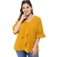 thumbnail image 3 of BluCon Volantes Cuello En V Mangas Fruncidas TalGrande PaMujer Amarillo XXL, 3 of 6