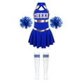 thumbnail image 2 of iiniim Kids Girls Cheer Leader Dance Cheerleading Uniform Dress with Pom Pom Socks Party Royal Blue B 12, 2 of 7
