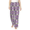 thumbnail image 2 of Goofa Violets Flowers Printed Soft Pajama Pants for Women, Wide Leg Comfy Casual Lounge Yoga Pants-Medium, 2 of 9