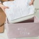 thumbnail image 4 of Cesta de tela plegable para almacenamiento, organizador de tela gris y rosa con asas | Material suave y duradero | Cesto multiusos para ropa, juguetes y ropa | Contenedor de almacenamiento para, 4 of 6