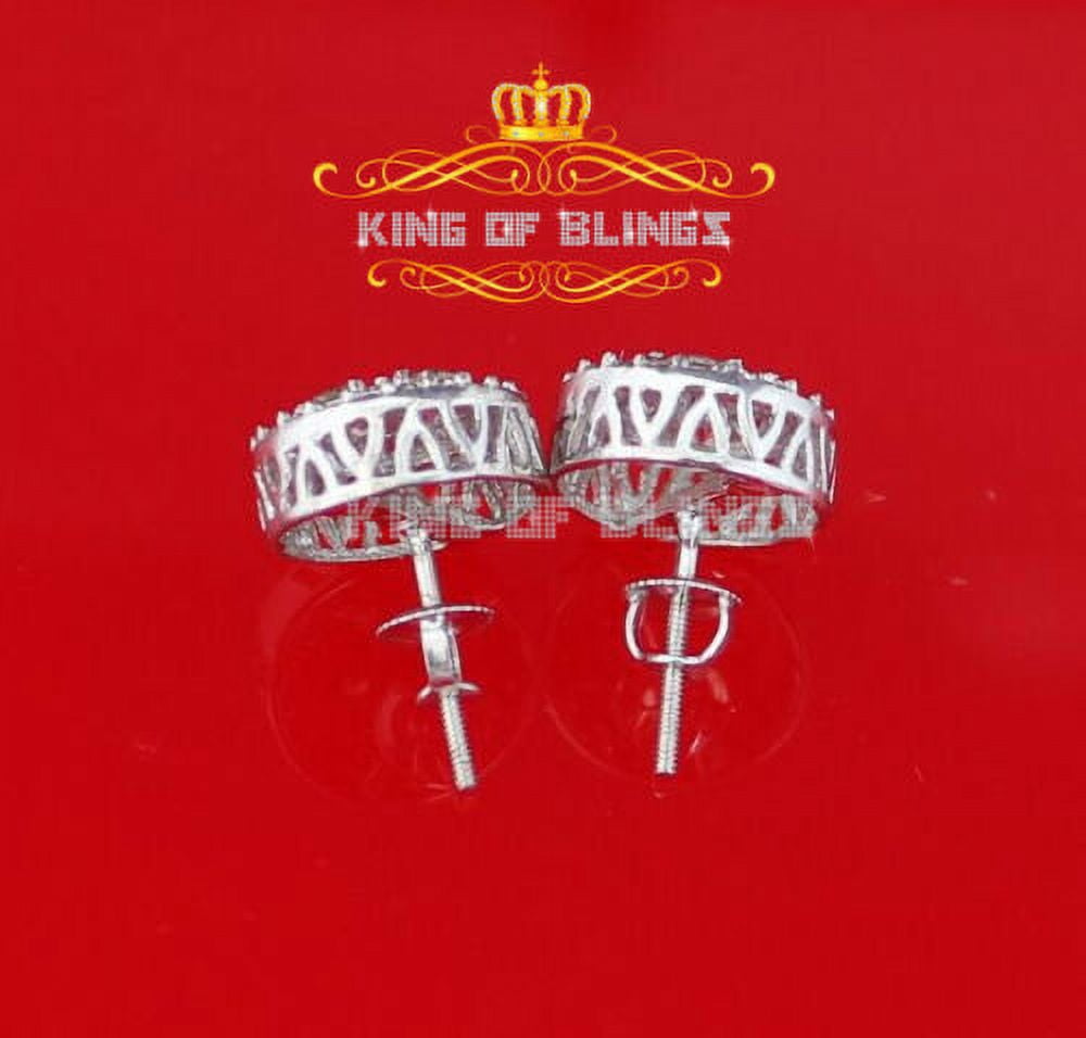 King of Bling's 1.25ct Diamond Stud Round Earrings for Women White Sterling Silver stud for men