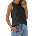 thumbnail image 3 of TKLPEHG Tank Top for Women Crew Neck Tunic Top Summer Clothes Lightweight Solid Color Loose Sleeveless T Shirt Fashion Casual Comfy Blouses (Black,S), 3 of 7