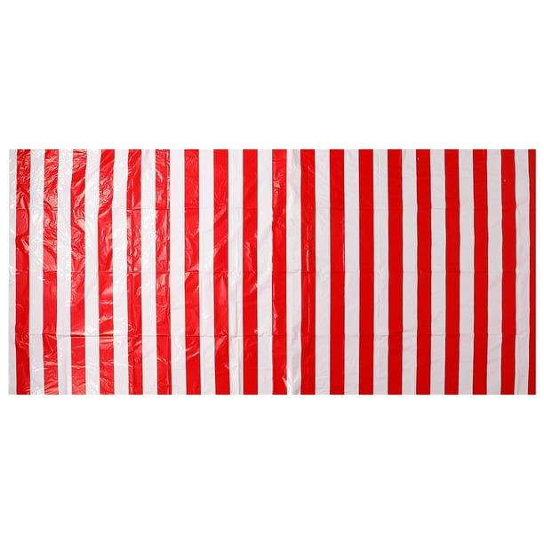 Mantel de circo a rayas, reutilizable, de plástico, para decoración de fiestas de carnaval, rectangular, para fiestas de carnaval