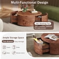 thumbnail image 6 of LiviNest Rotating Coffee Table for Small Living Room: 360° Swivel Top with 2 Drawers - 28.4" Round Burl Wood Modern Centerpiece - 1-Seat Access & Hidden Storage for Apartments, 6 of 6