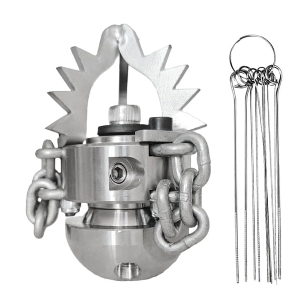 Boquilla giratoria para chorro de alcantarillado, limpieza de raíces, grasa y lodo, acero con cadenas de eslabones 05 70L por minuto