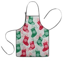 Christmas Stocking Pattern Kids Aprons for Girls and Boys,Adjustable Neck Strap Toddler Aprons for Kids Cooking Baking