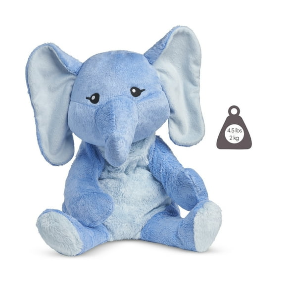 Hugimals - Emory the Elephant 4.5 lb Heavy Cute Weighted Comfort Plush Large Unscented Self Care Stuffed Animal for All Ages - Kids, Teens and Adults