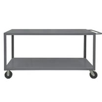 Durham HET-3048-2-95 14 Gauge Tubular Push Handled Heavy Duty Service Truck with 2 Shelves, Gray - 48 x 30 x 39.5 in.