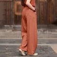 thumbnail image 5 of Endives Women's Cotton Linen Pants Loose Wide Leg Pant Baggy Fashion Pants Trousers Bloomers Brick Red, 5 of 7
