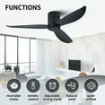 thumbnail image 4 of 52" Low Profile Ceiling Fan No Light, Black Flush Mount Ceiling Fans without Lights, 4 of 6