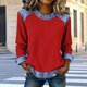 thumbnail image 2 of Camisetas de Manga Larga para las Mujeres Loose Fit Color Sólido Blusa de Cuello Redondo Top Suave Casual, 2 of 6