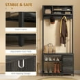 thumbnail image 5 of HOMCOM 5-in-1 Hall Tree with Bench and Shoe Storage, Entryway Bench with Coat Rack, 3 Storage Compartments, 2 Fabric Drawers, Weathered Gray Oak, 5 of 9