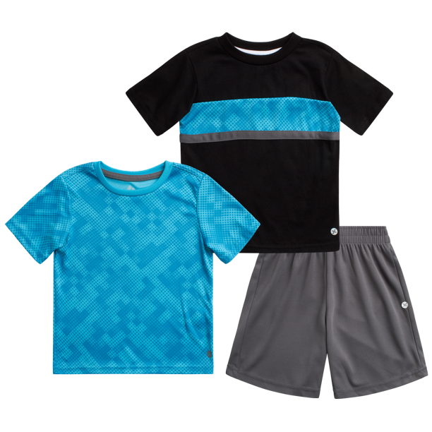 RBX Baby Boys' Shorts Set 3Piece Short Sleeve Performance TShirt and Shorts (12M4T