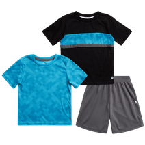 RBX Baby Boys' Shorts Set - 3-Piece Short Sleeve Performance T-Shirt and Shorts (12M-4T)