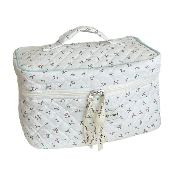 Bolsa de maquillaje, neceser, artículos esenciales de viaje, organizador de cosméticos estéticos para viajes. blanco