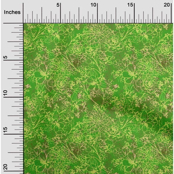 oneOone Polyester Lycra Green Fabric Batik Dress Material Fabric Print Fabric By The Yard 56 Inch Wide - Z4