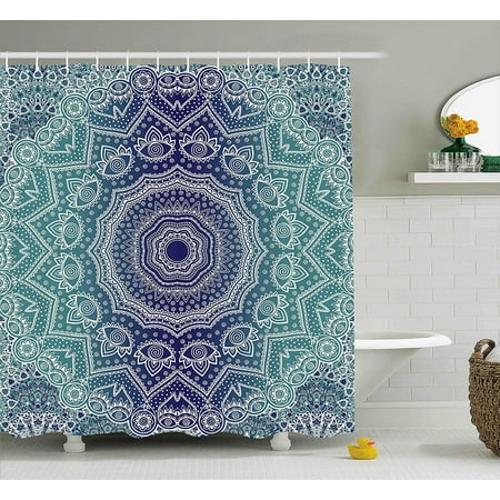Navy And Teal Shower Curtain By Cosmic Diagram Art Mandala