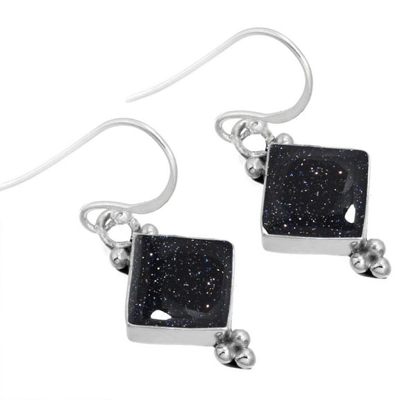 Blue Sunstone Women Jewelry 925 Sterling Silver Earring