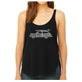 thumbnail image 1 of LA Pop Art Women's Premium Word Art Flowy Tank Top - Woody - Classic Surf Songs, 1 of 2